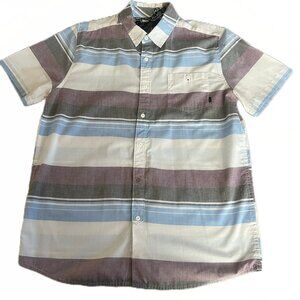 Amplify Men's Large Short Sleeve Button Up Striped Shirt